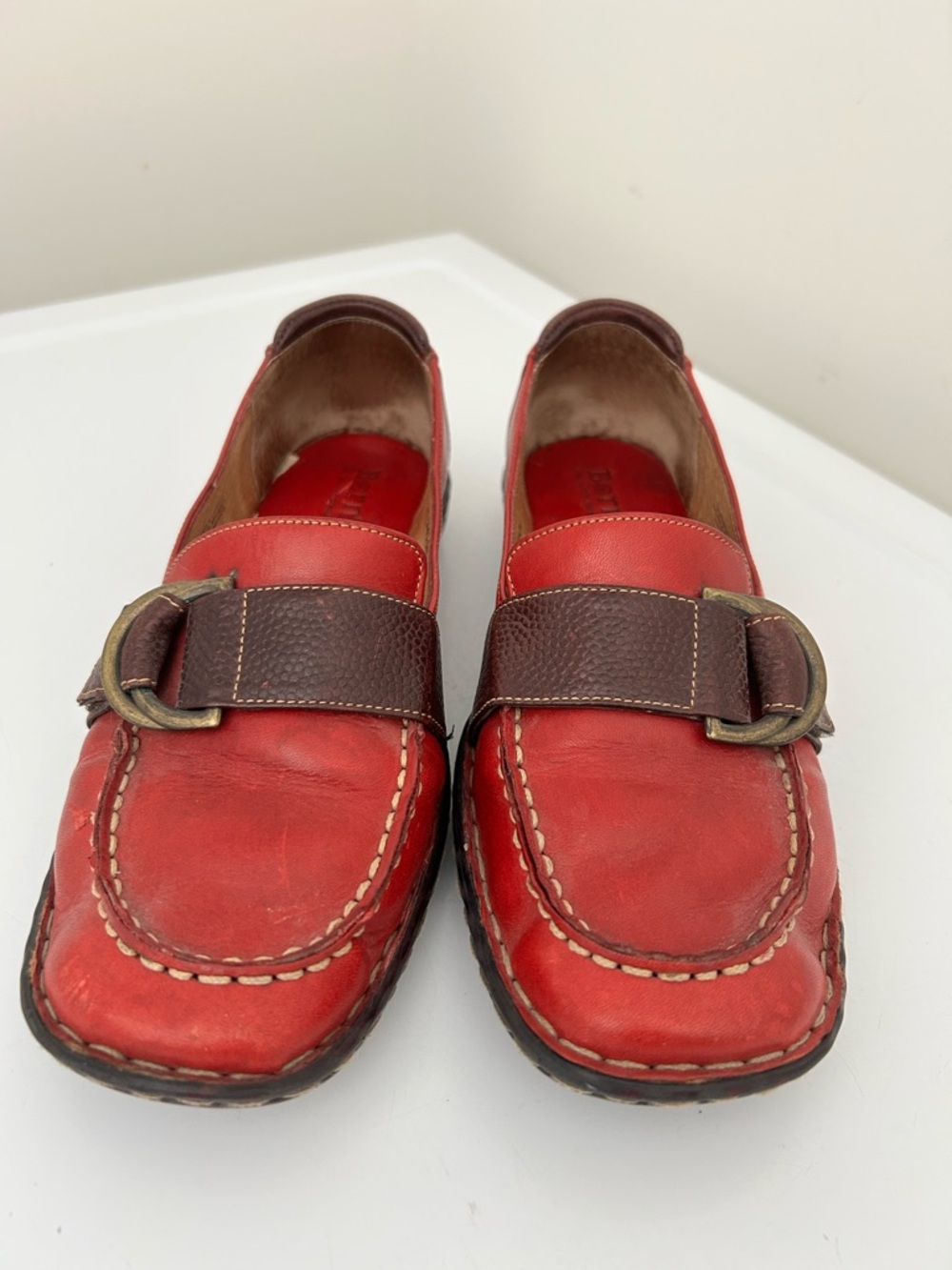 Born Red Loafers with Buckle Size 8.5